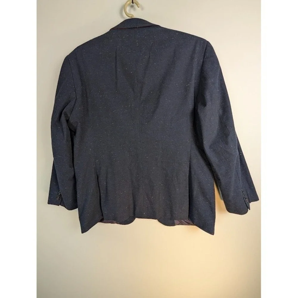 Charleston Threads Blazer Mens 44 Navy Blue Speckled Tweed Two Button‎ Jacket